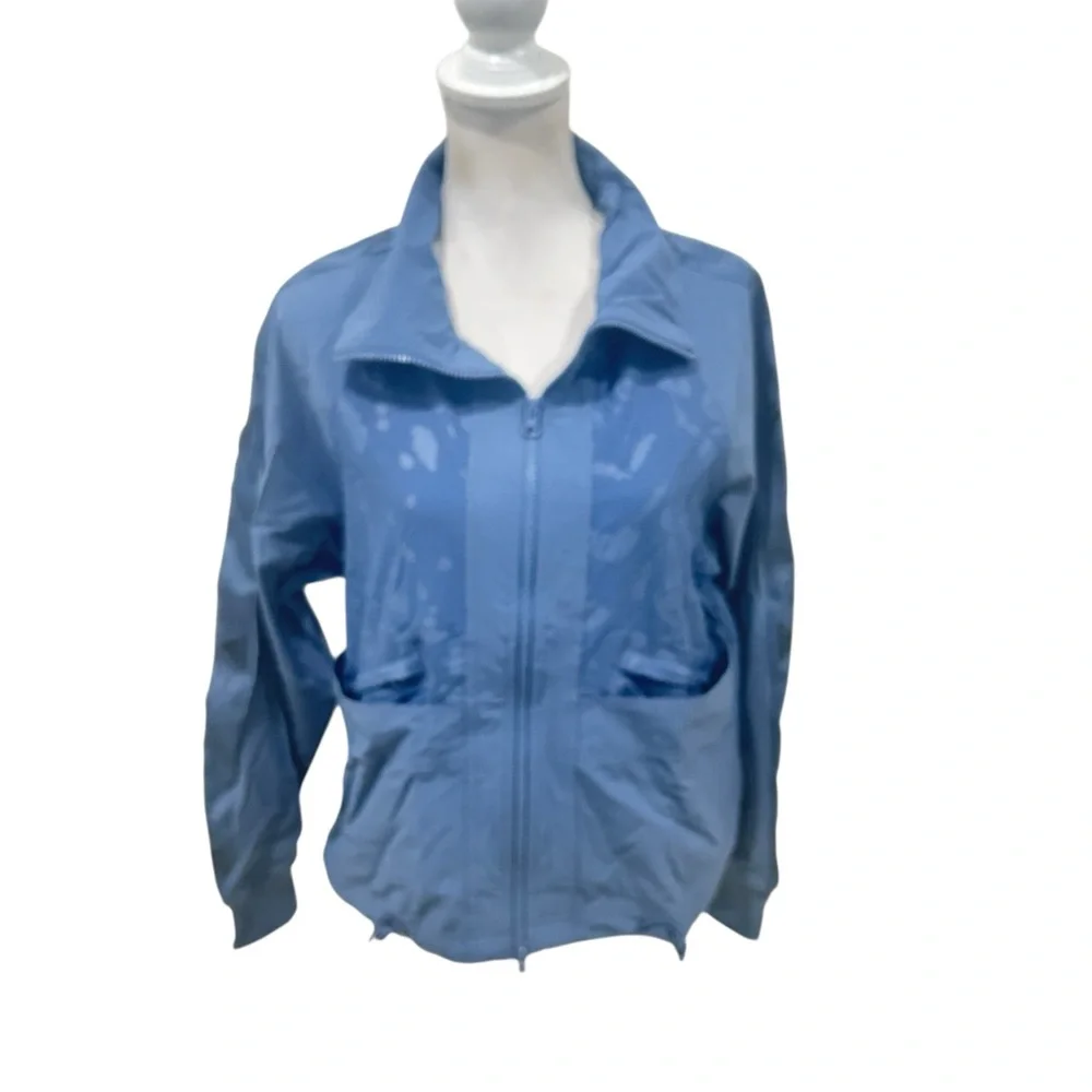 Adidas by Stella McCartney steel Blue zip up lightweight windbreaker Jacket xs - Picture 2 of 13